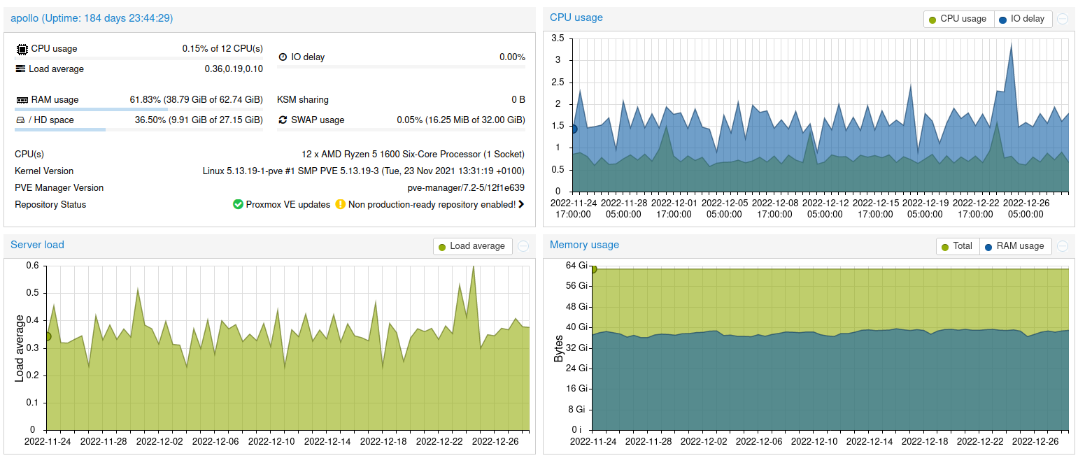 A screenshot of a Proxmox usage graph.