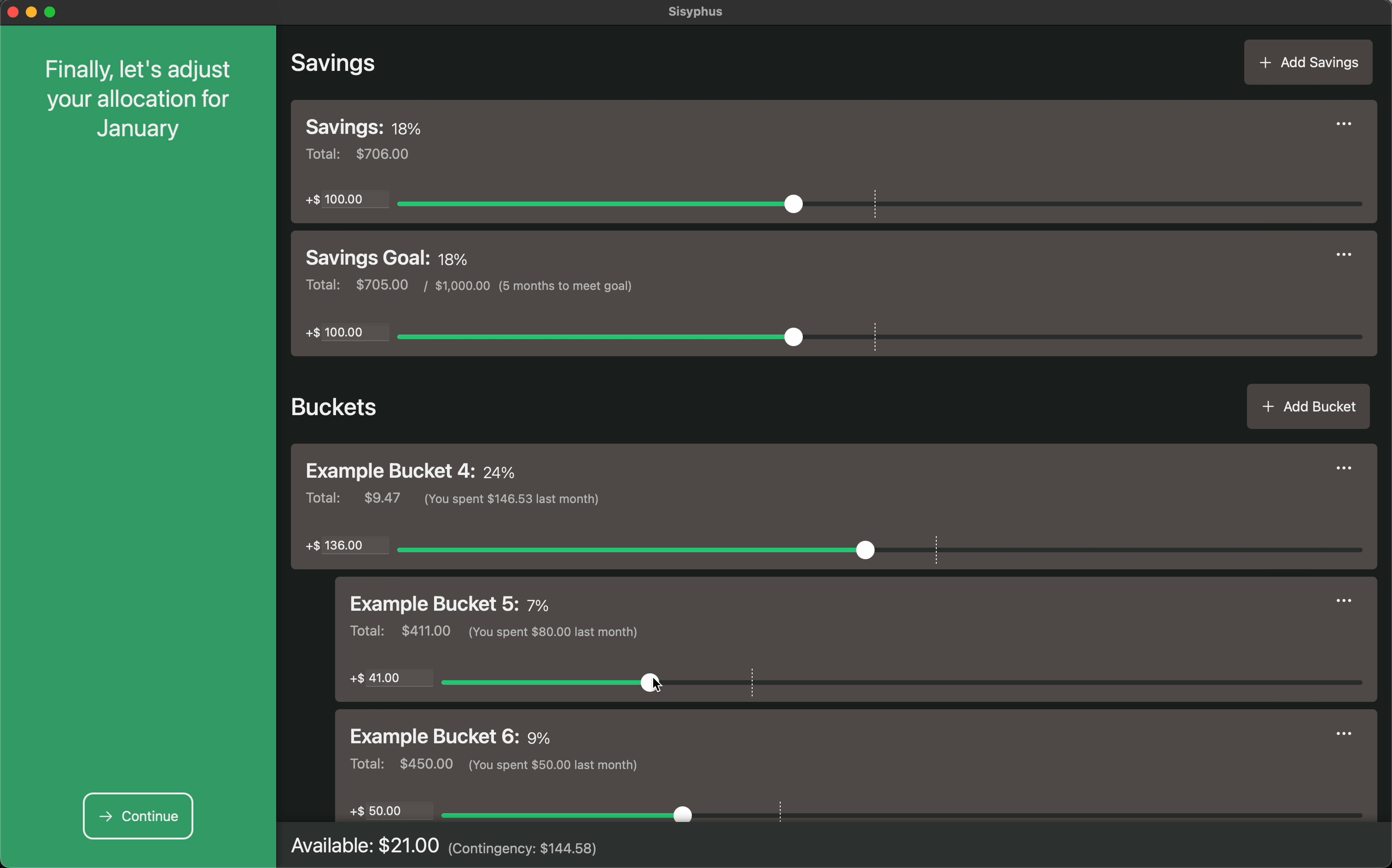 A GIF screen recording demonstrating a graphical method of adjusting the budget allocations.
